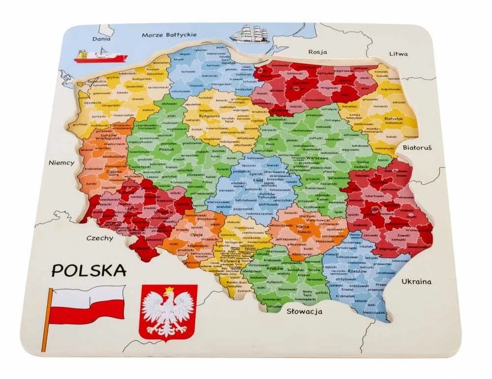 Dėlionė Daffi Puzzle medžio žemėlapis iš Lenkijos D-100 41004