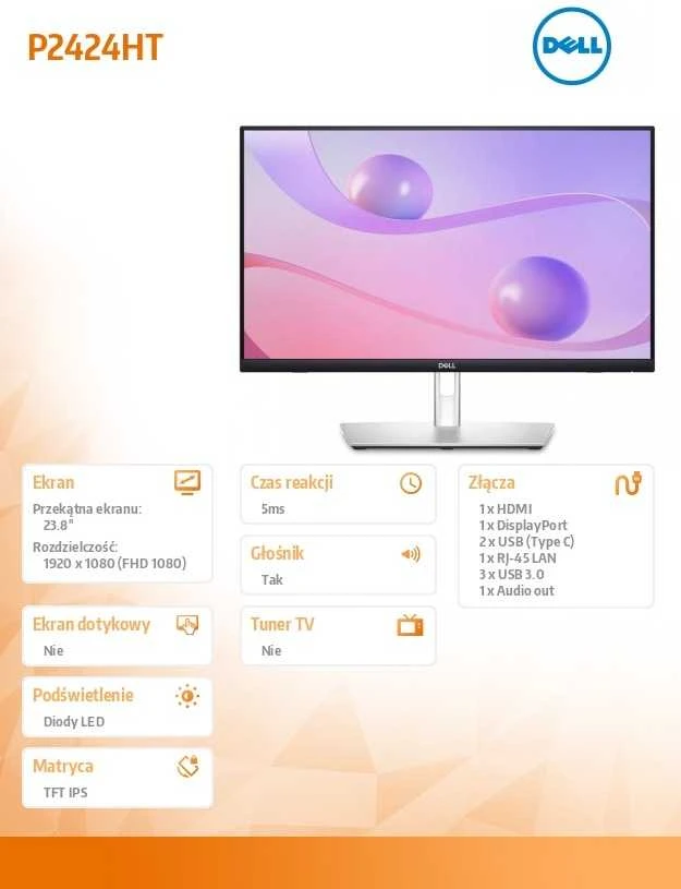 Monitorius Dell P2424HT | 23,8 colių jutiklinis ekranas