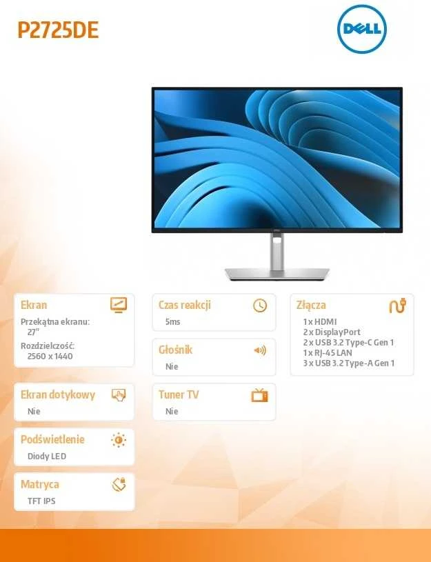 Monitorius Dell Pro Plus P2725DE - 100Hz | QHD | 27'' | IPS | 5ms | Garantija 5 lat
