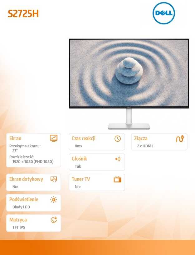 Dell Monitorius 27 cali s2725h ips LED 100hz full hd (1920x1080)/16:9/2xhdmi/garsiakalbiai/3m