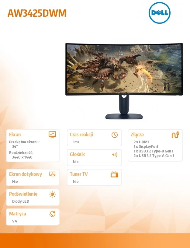 Monitorius Dell Alienware AW3425DWM (210-BQWL)
