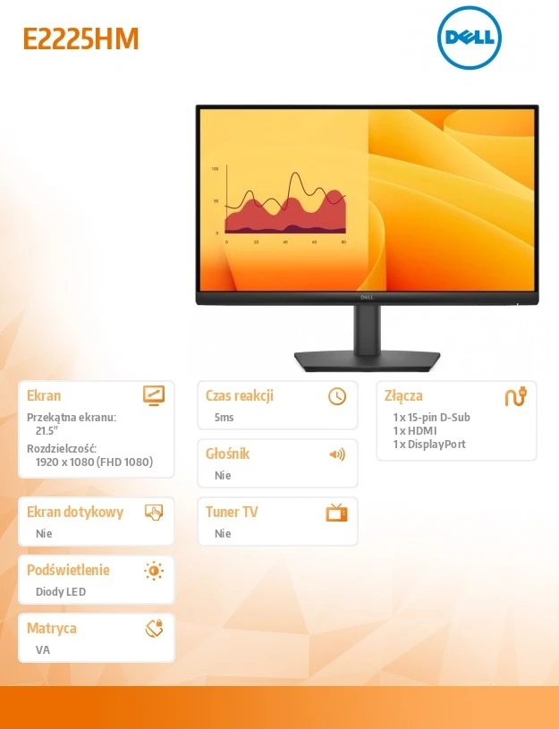 Dell Pro 22 Monitorius - E2225HM, 54.48cm (21.45")