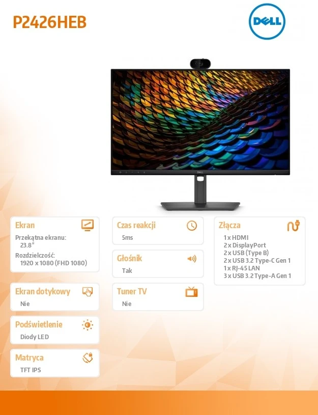 Dell Pro P 24 USB-C Hub Conferencing Monitorius - P2426HEB