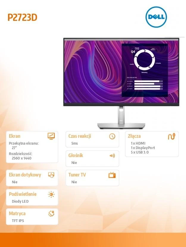 Monitorius Dell P2723D - 60Hz | QHD | 27'' | IPS | 5ms