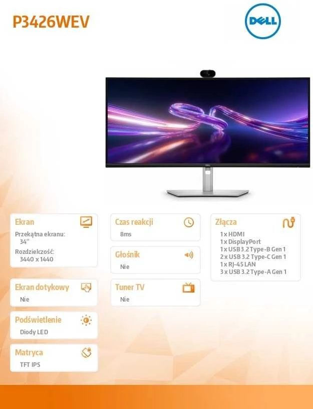 Monitorius Dell Pro P3426WEV (210-BVHT)