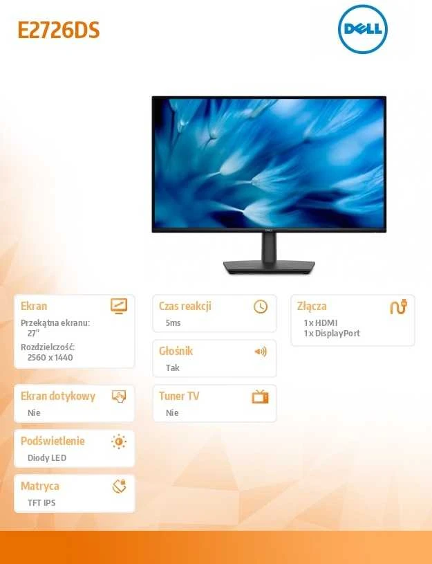 Dell Pro 27 E2726DS - 100Hz | QHD | IPS | 27"
