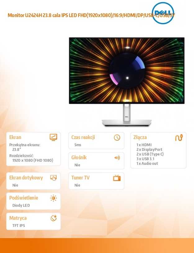 Monitorius Dell U2424H - 120Hz | Full HD | 23.8'' | IPS | 5ms