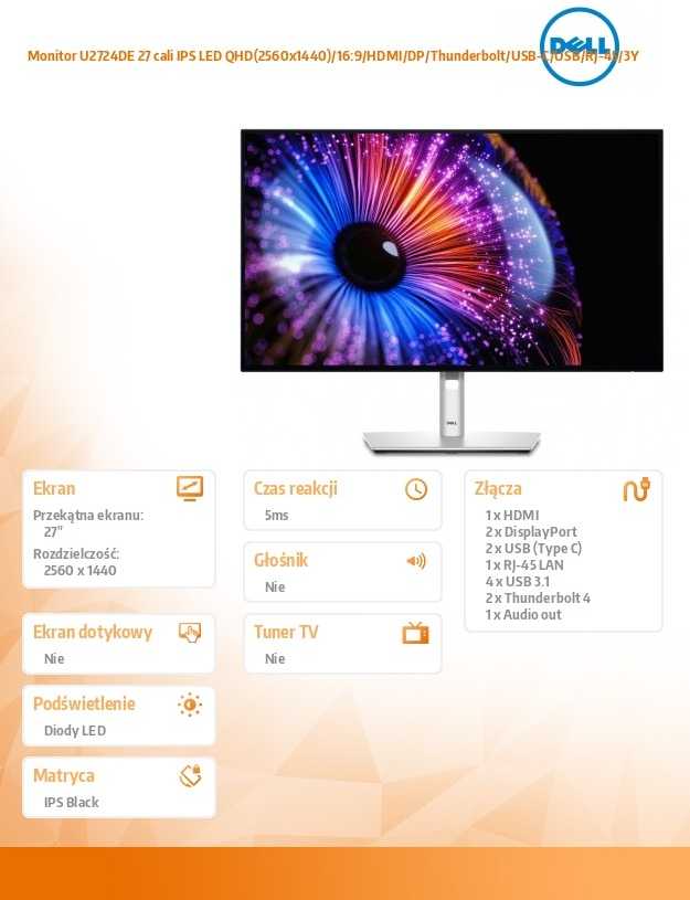 Monitorius Dell U2724DE - 120Hz | QHD | 27'' | IPS Juodas | 5ms