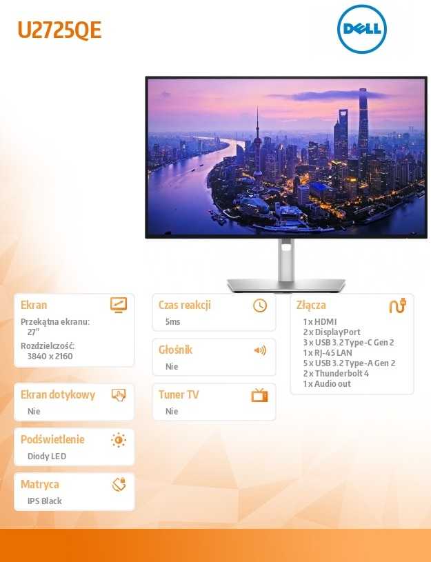 Monitorius DELL U2725QE 27" Business | 4K | IPS Black | 16:9 | 120 Hz | Matinis | 5 ms