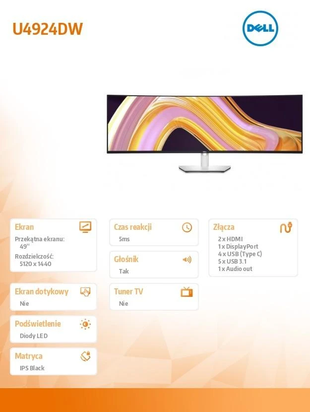 Monitorius Dell UltraSharp U4924DW 5K (210-BGTX)