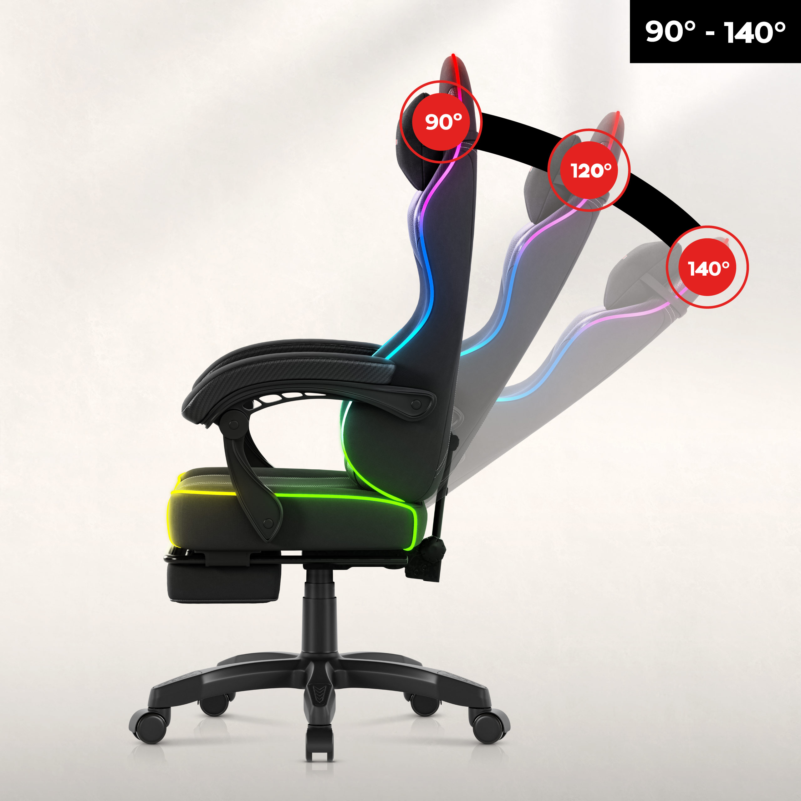 Žaidimų kėdė Huzaro Force 3.7 RGB, juodos spalvos aprašymas - Prekės nuotrauka