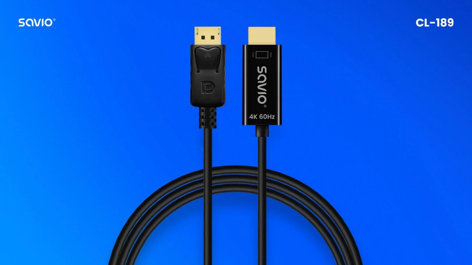 Savio CL-189 DisplayPort į HDMI 4K 60 Hz kabelis aprašymas - Prekės nuotrauka