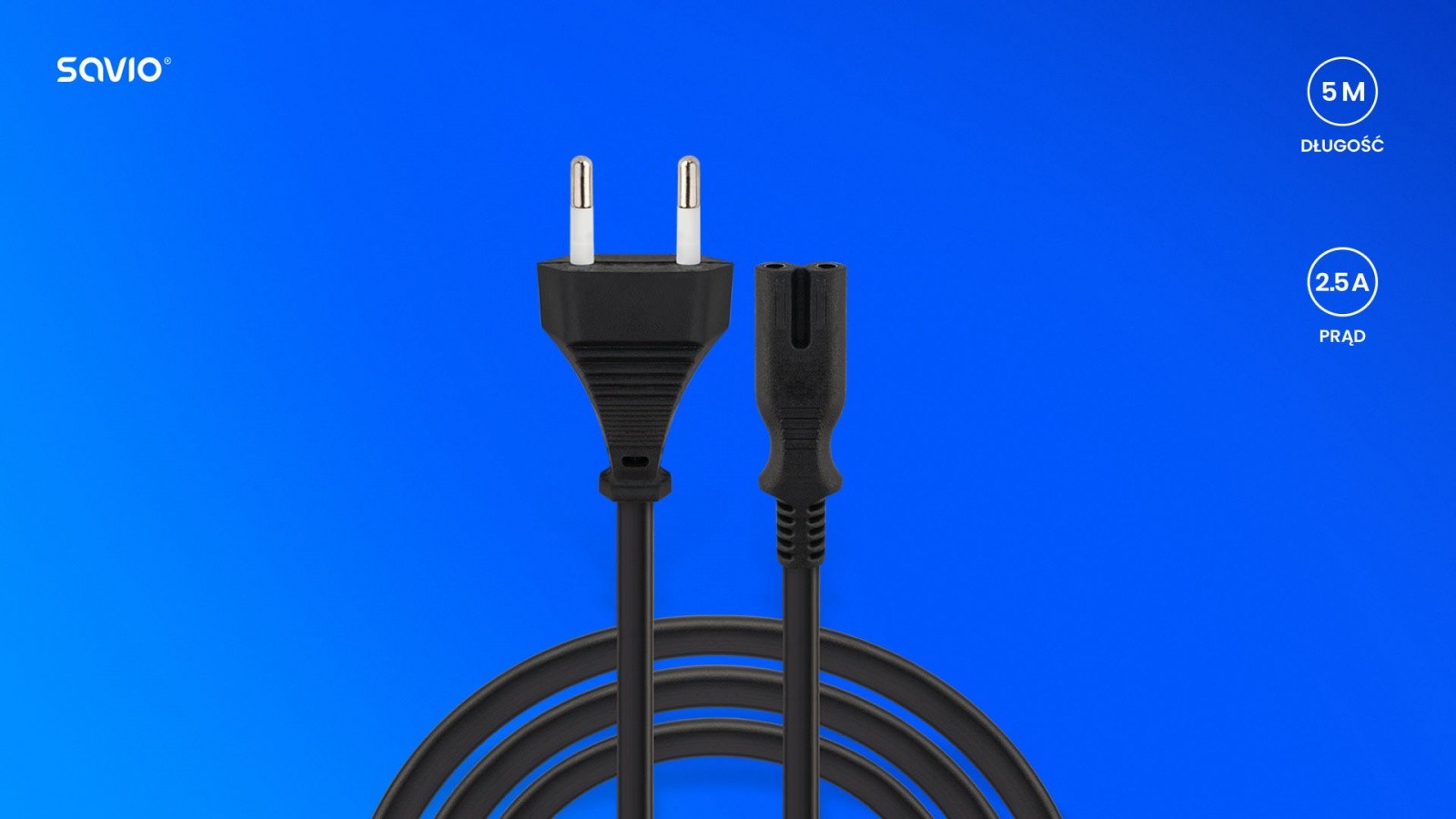 Savio Cable maitinimo blokas 2pin, 5m, cl-185 aprašymas - Prekės nuotrauka Savio Cable maitinimo blokas 2pin, 5m, cl-185 aprašymas - Prekės nuotrauka