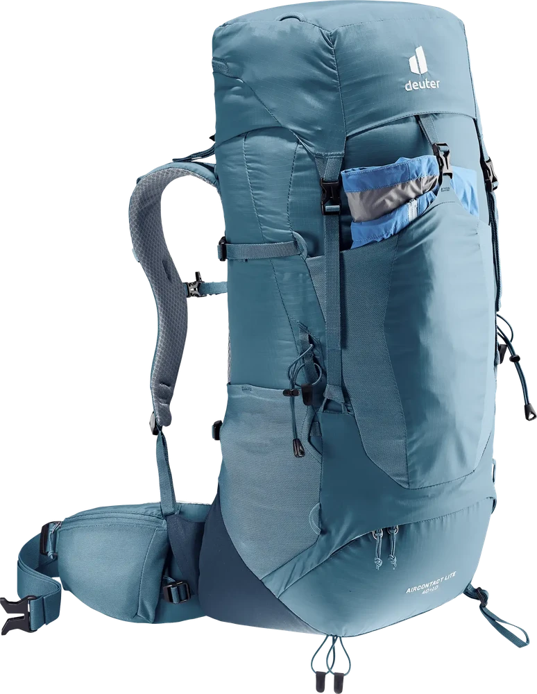 Deuter Aircontact Lite 40+10 turistinė kuprinė, pilka / mėlyna