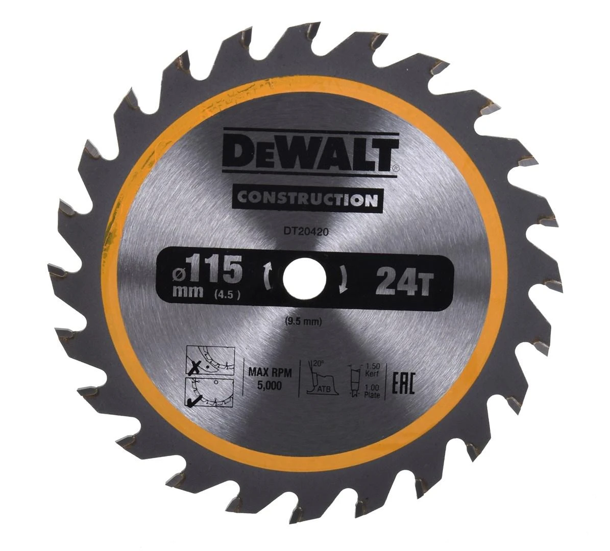 DEWALT diskinis pjūklas DCS571N 115 mm 18V be akumuliatoriaus ir kroviklio