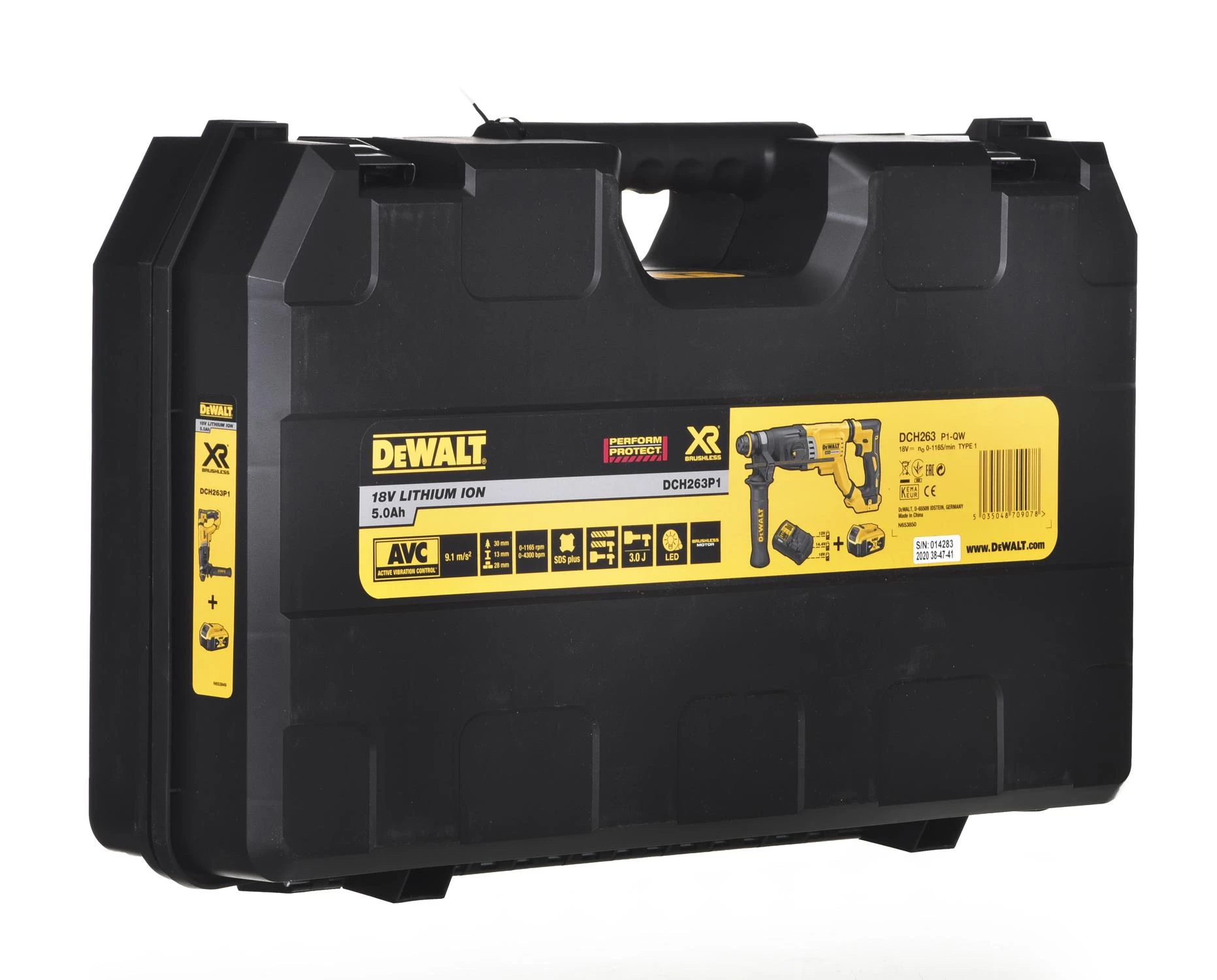DeWalt perforatorius DCH263P1-QW; 3 J; SDS-plus; 18 V; 1x5,0 metų.