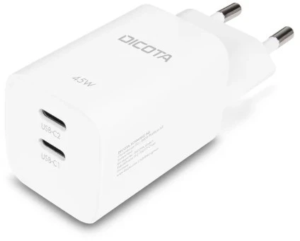 Dicota Įkroviklis gan 45w 2xusb-c balta