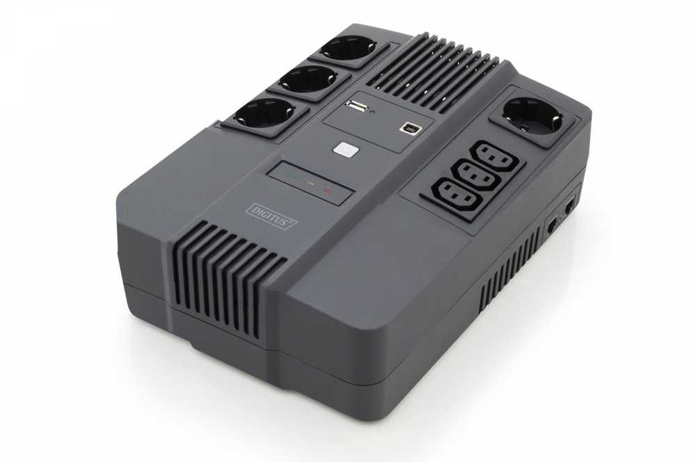 Assmann Electronic DIGITUS DN-170110 DIGITUS UPS Line-Interactive 600VA/360W AVR 4xSCHUKO 3xIEC C13 1xUSB A/B RJ45