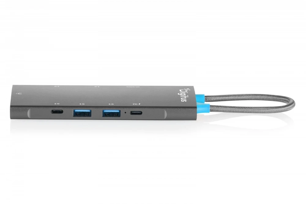 Digitus USB-C prijungimo stotis, 8 prievadų, universali, USB Type-C, pilka