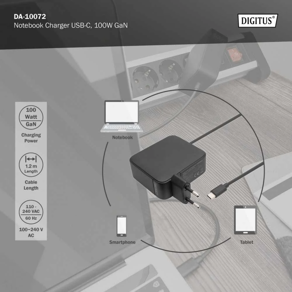 Digitus | Notebook Charger USB-C, 100W | DA-10072