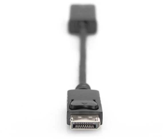 Digitus „Displayport“ adapterio kabelis su fiksatoriumi 1080p 60hz fhd tipo dp/hdmi a m/f 0,2m juodas
