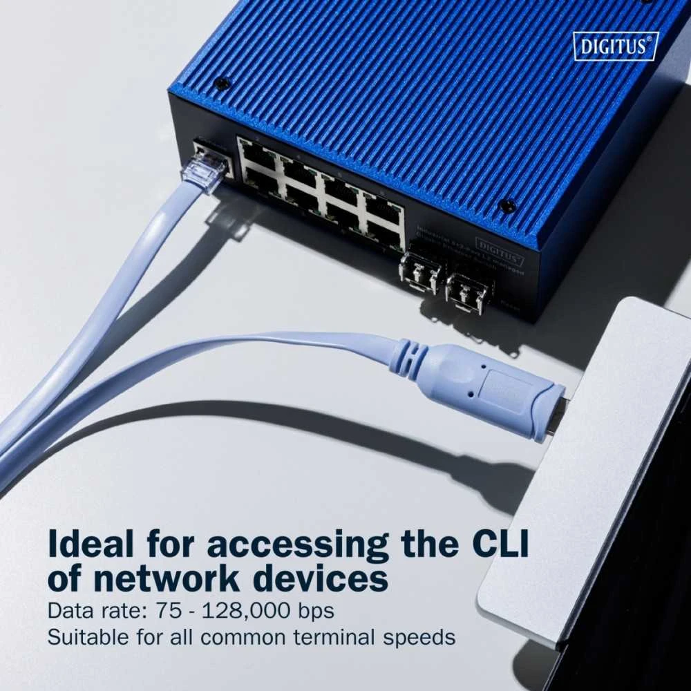 Digitus Kabelis adapter do konsoli usb-a 2.0 męski do rj45 | chipset ftdi (ft232rnl) | Šviesiai mėlynas | 1.8m