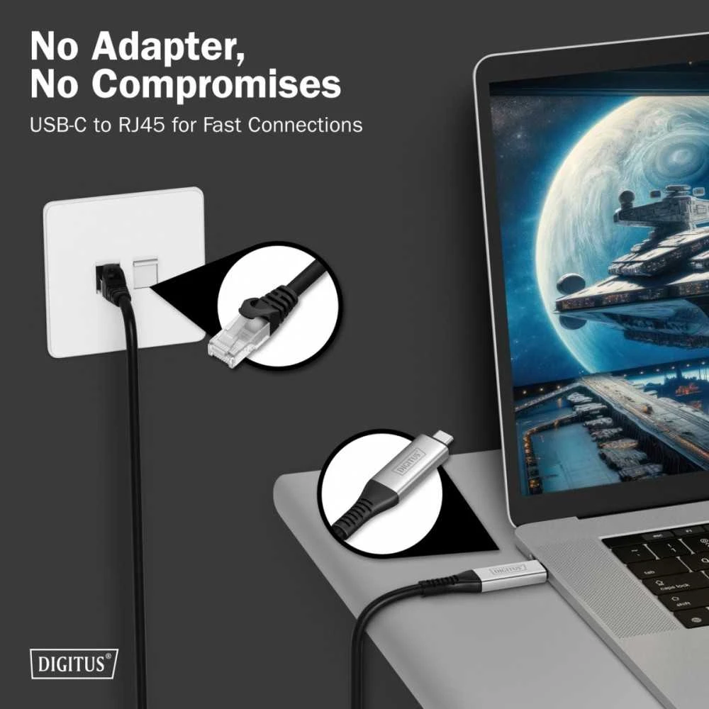 Digitus Digitus Kabelis USB-C 3.2 Gen1 - RJ45 Ethernet, 1 Gbit/s, 5 m