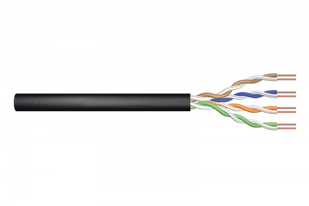 Digitus Elektroninis instaliacijos kabelis DGITUS Cat.5E, U / UTP, Fca, viela, AWG24 / 1, PE, 100m, juoda