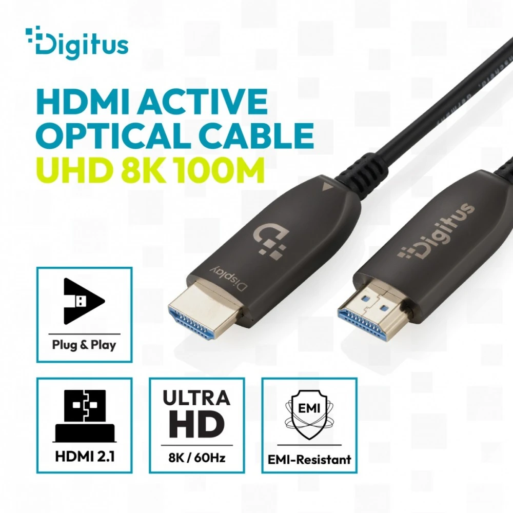 Digitus hibridinis šviesolaidinis HDMI kabelis AOC, UHD 8K, 100 m