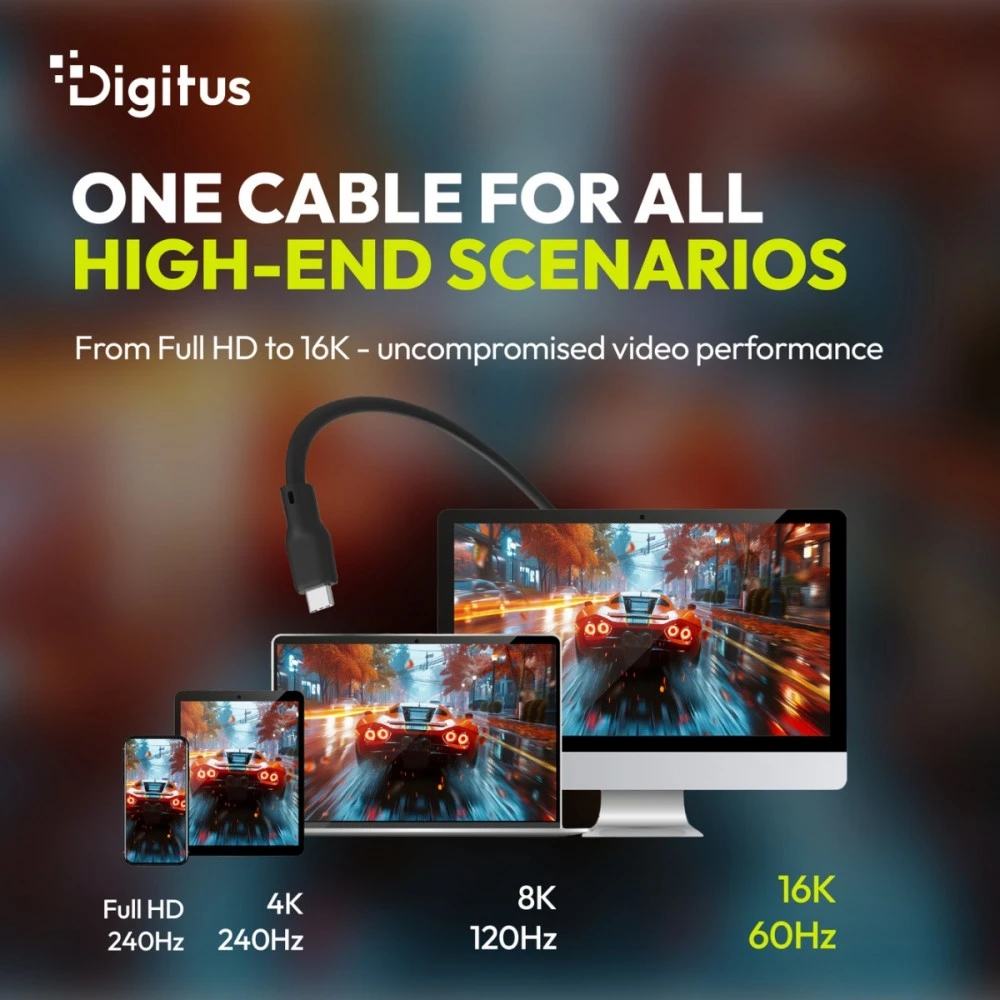 Digitus Digitus Kabelis silikonowy USB, USB4 wersja 2.0, USB 80 Gb/s, 0,5 m, juoda