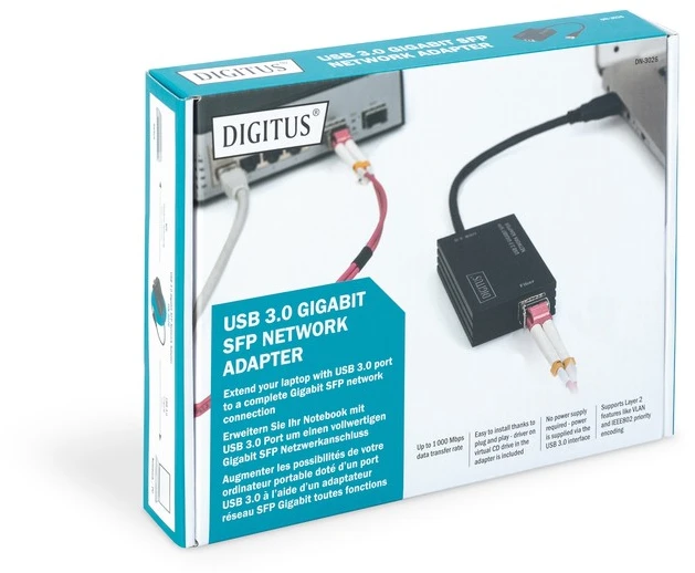 Digitus adapter sieciowy usb 3.0 gigabit sfp