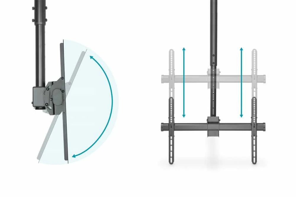 Digitus TV lubų laikiklis 37-70 colių 50kg, su teleskopiniu reguliavimu 560-910mm juodas