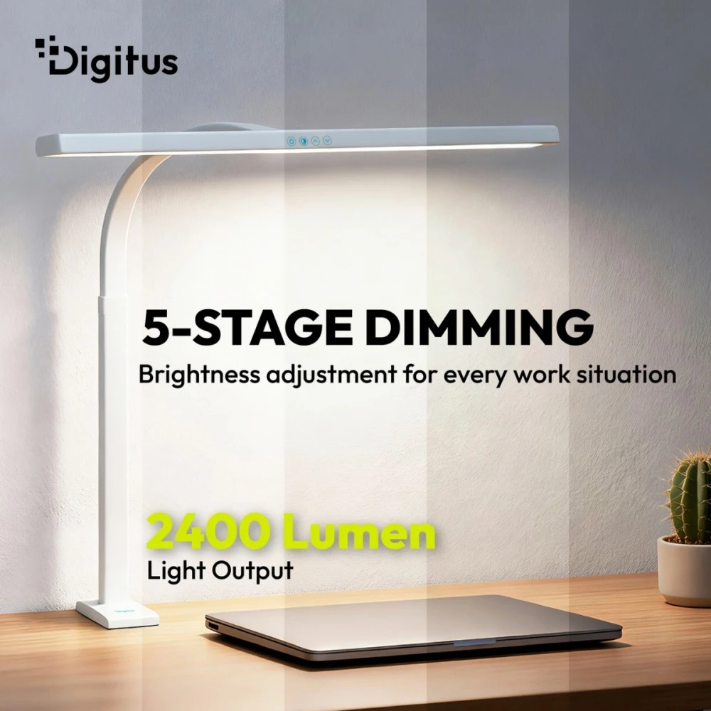 Digitus LED stalinė lempa, 80 cm, balta | DA-90493 | 2400 lm | 16 W | 3000-6500 K | šilta balta šviesa iki baltos dienos šviesos | LED lempa | 10 V
