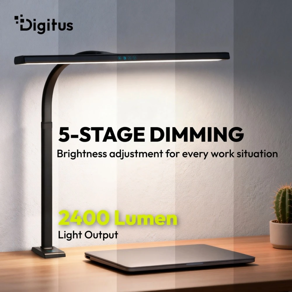 Digitus LED Desk Lamp, 80 cm, Juodas | DA-90492 | 2400 lm | 16 W | 3000-6500 K | Warm baltas | LED lamp | 10 V