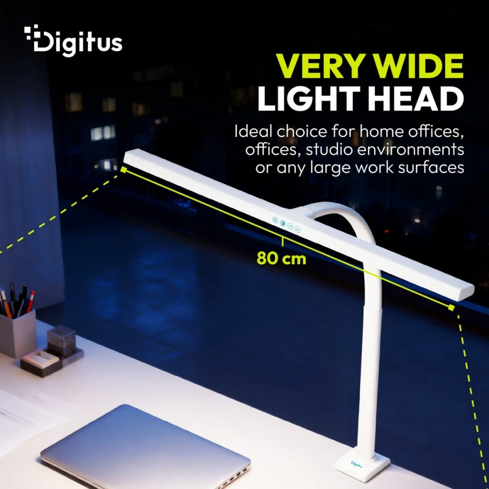Digitus LED stalinė lempa, 80 cm, balta | DA-90493 | 2400 lm | 16 W | 3000-6500 K | šilta balta šviesa iki baltos dienos šviesos | LED lempa | 10 V