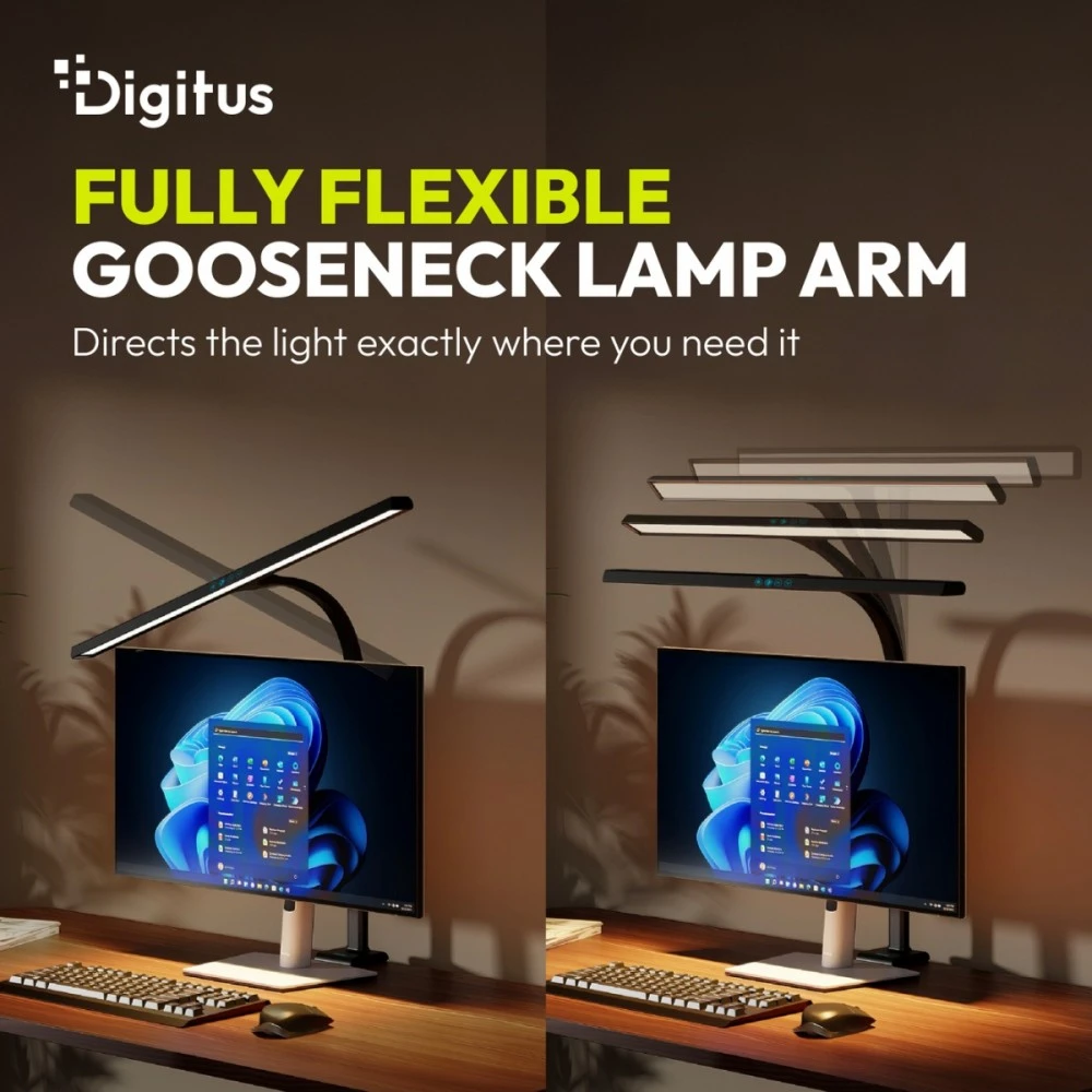 Digitus LED Desk Lamp, 80 cm, Juodas | DA-90492 | 2400 lm | 16 W | 3000-6500 K | Warm baltas | LED lamp | 10 V
