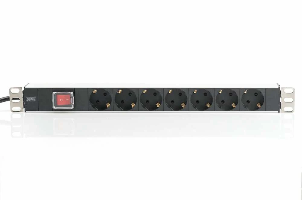 Assmann Electronic DIGITUS 19inch Outlet stripe 7x su įjungimo/išjungimo jungikliu juodas 16A 4000W Alu