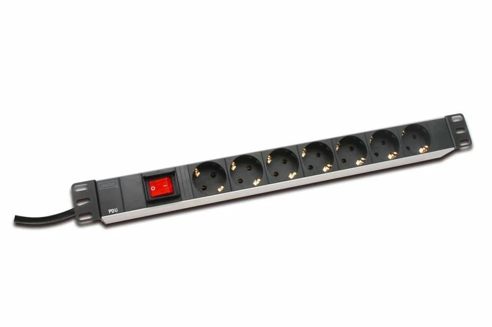 Assmann Electronic DIGITUS 19inch Outlet stripe 7x su įjungimo/išjungimo jungikliu juodas 16A 4000W Alu