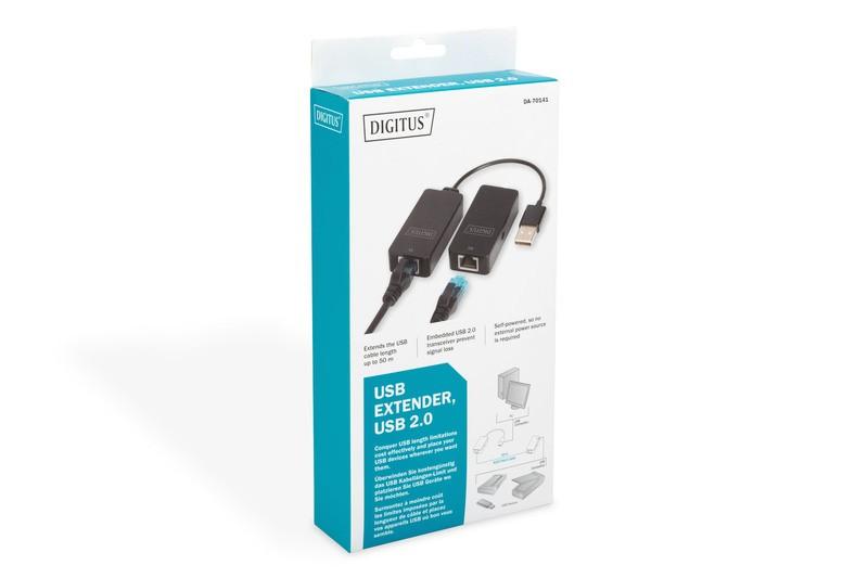 Assmann Electronic Assmann elektroninis DIGITUS USB 2.0 ilgintuvas Skirtas naudoti su Cat5/5e/6 kabeliu iki 50m