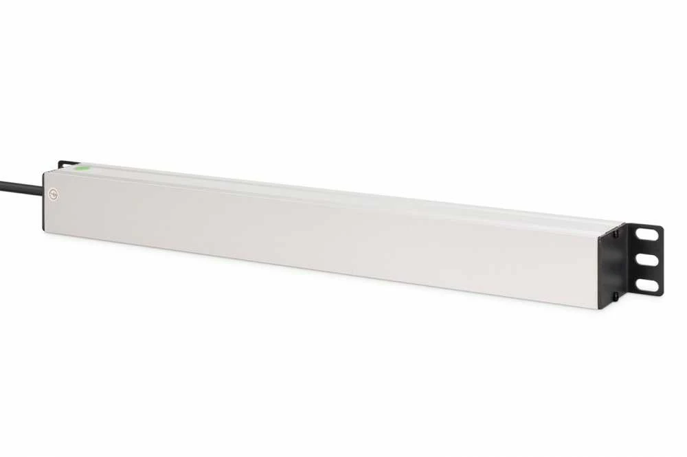 Digitus PDU stelažinis maitinimo blokas 19", 9 lizdai schuko CEE 7/3 (45°), 2m laidas, IEC C20 kištukas, 16A, aliuminis