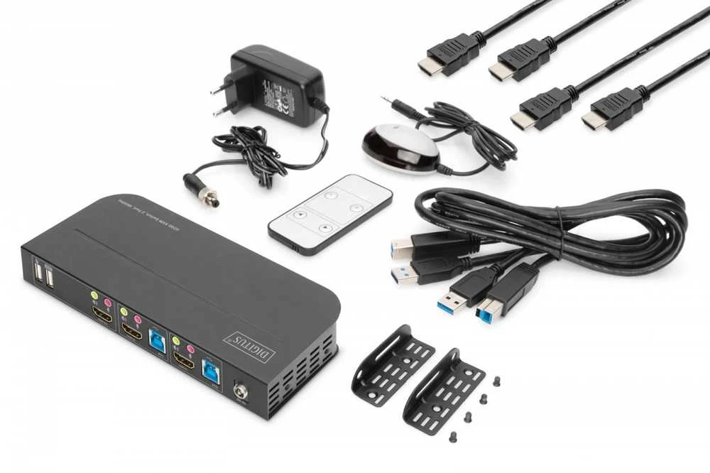Assmann elektroninis DIGITUS KVM jungiklis 2x1 HDMI HDMI Out USB 4Kx2K 60Hz