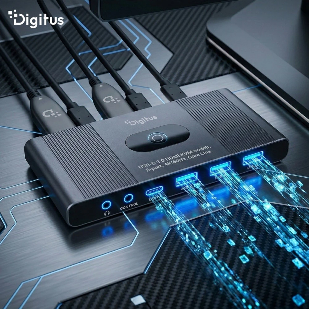 Digitus DS-12855 KVM jungiklis Pilka