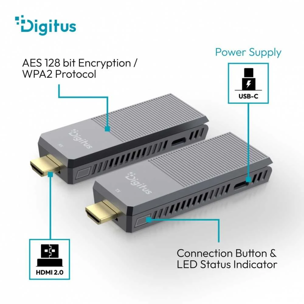 Digitus 4K Wireless HDMI Extender Set, 150 m, 4K/60Hz | DS-55359