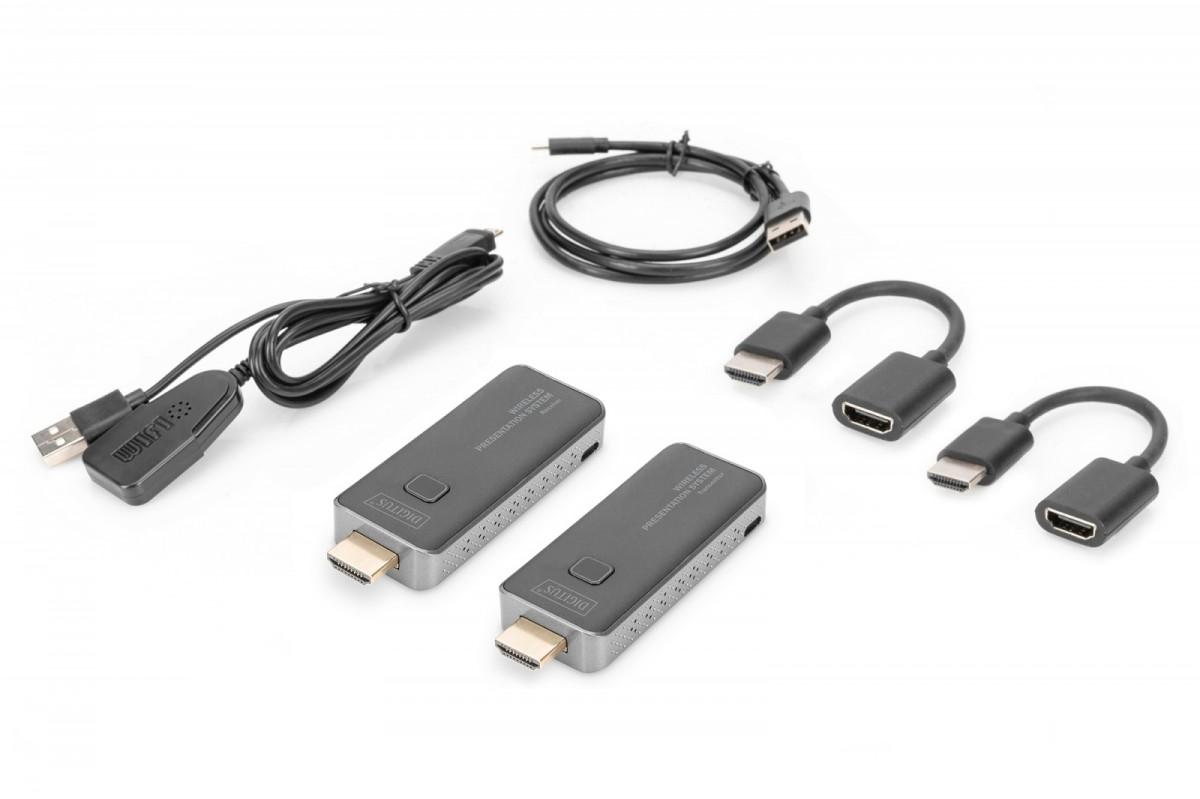 Assmann Electronic „Assmann“ elektroninė DIGITUS belaidė pristatymo sistema 50 m „Dongle“ 16–1 „Full HD“ mobiliojo ekrano bendrinimas