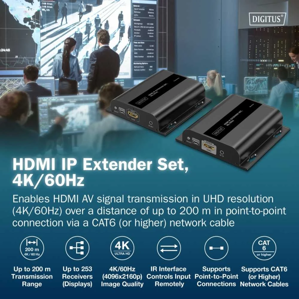 DIGITUS HDMI IP ilgintuvų rinkinys su technine specifikacija