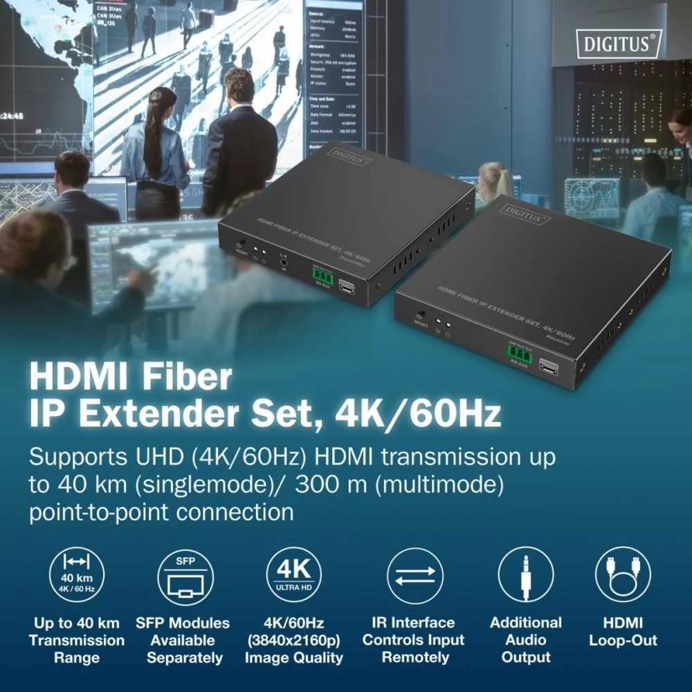 Digitus HDMI Fiber Extender rinkinys su technine specifikacija