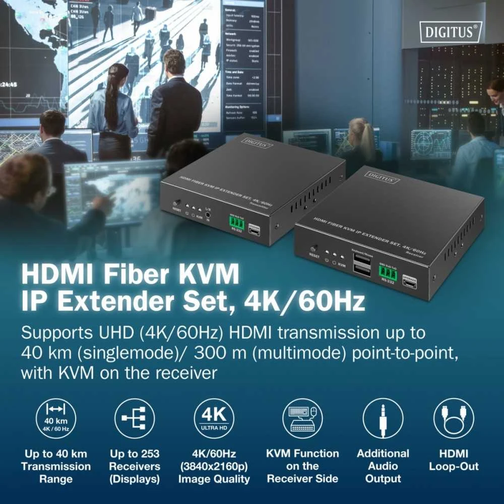 Digitus KVM komplektas su 4K technine specifikacija