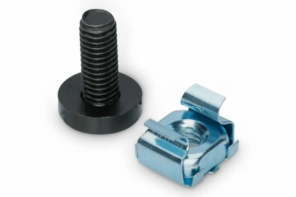 Digitus M6 19,8 mm tvirtinimo varžtai, veržlės ir poveržlės 10 ir 19 colių stelažų komponentams, 50 vnt. rinkinys, juodos spalvos