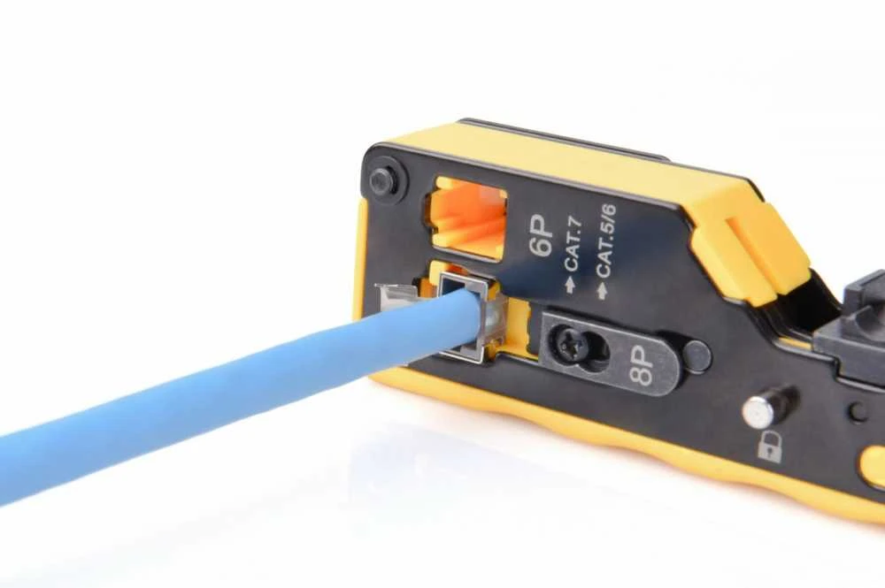 Digitus Suspaudimo įrankis rj45 cat.5e/cat.6, rj12, rj11 įvadiniams kamščiams su kabelių pjovimo ir izoliacijos nuėmimo funkcija