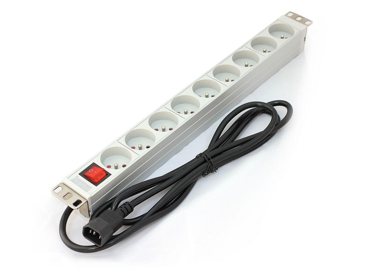 Assmann Electronic ASSMANN A-19-STRIP-4-IMP PDU išvesties juosta 19 RACK 9xType E 1,8 m laidas su C14 On/Off aliuminio
